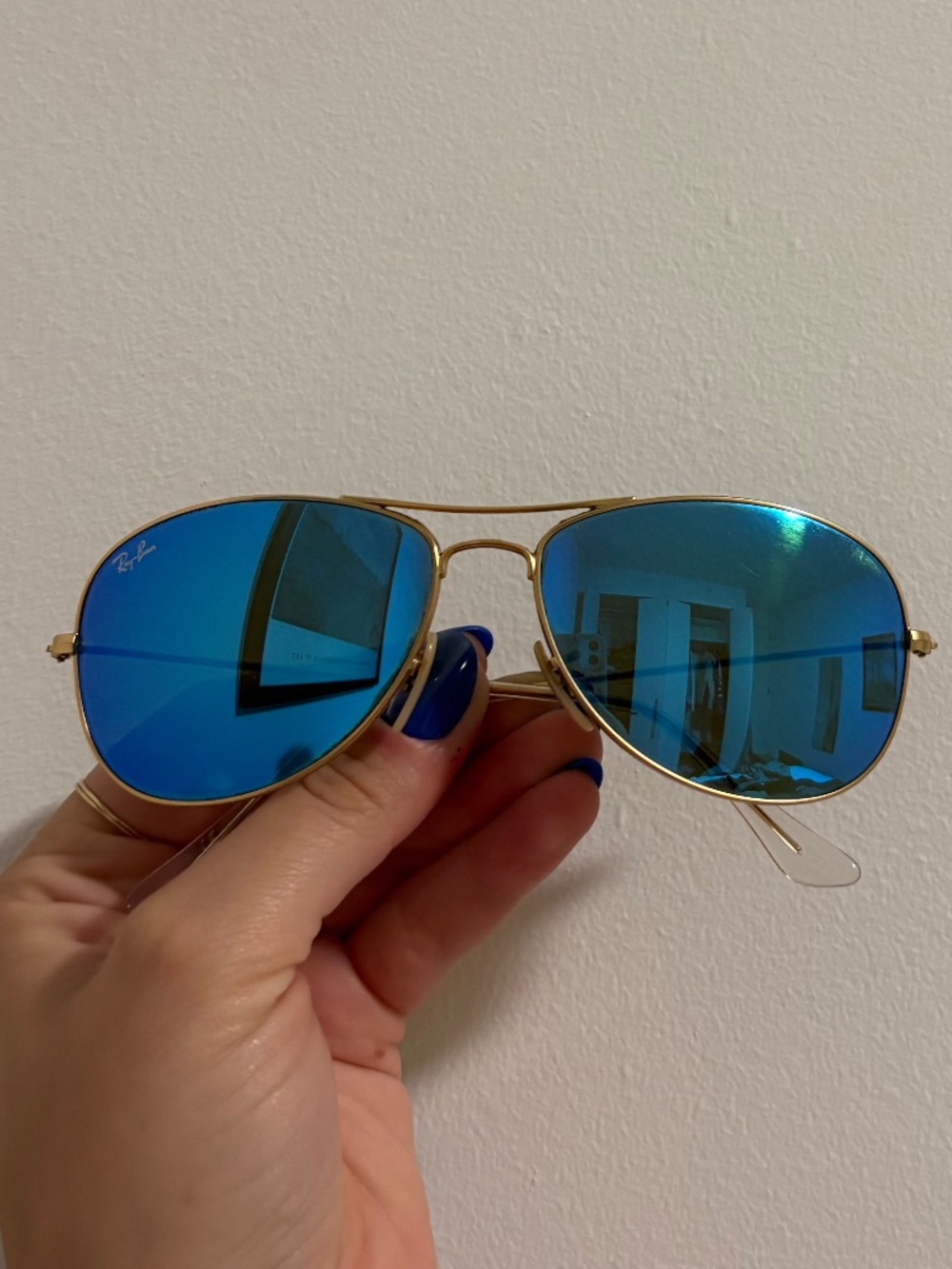 Ray-Ban RB3362 Cockpit Aviator Sunglasses Gold Blue Mirror Flash Lens